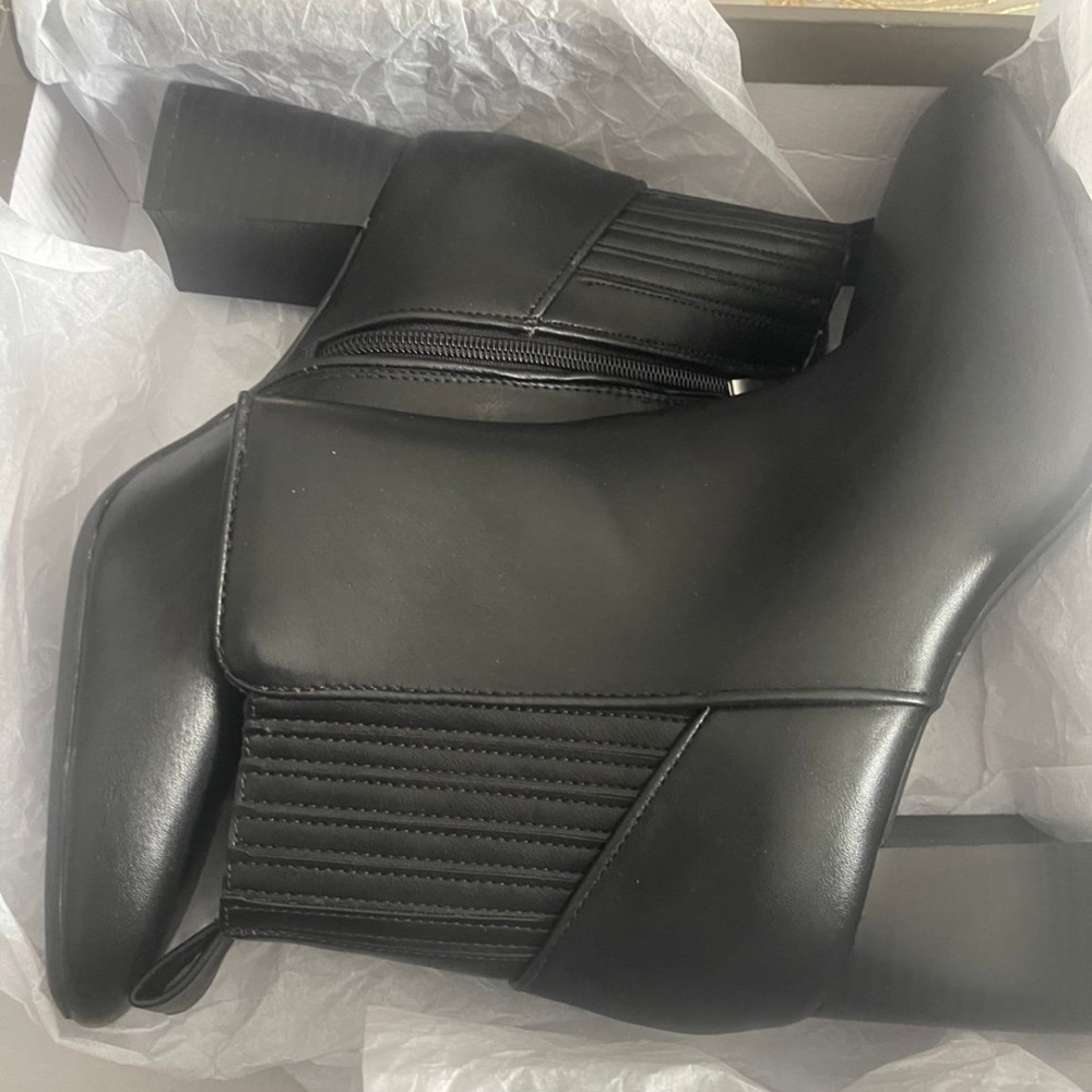 Style & Co. Black Faux-Leather Ankle Booties with Block Heel